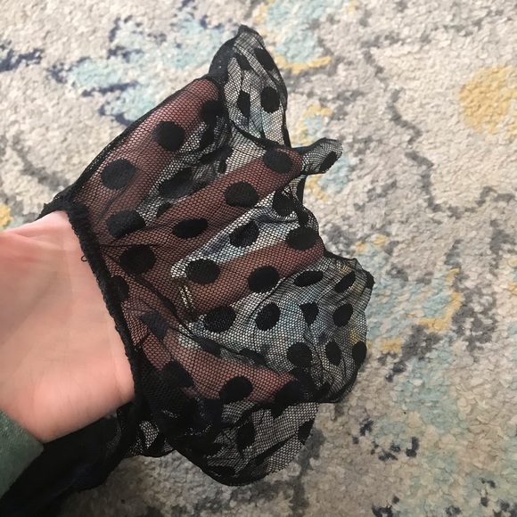 2/$10 Black Polka Dot Bodysuit Sheer Seethrough - Picture 6 of 6